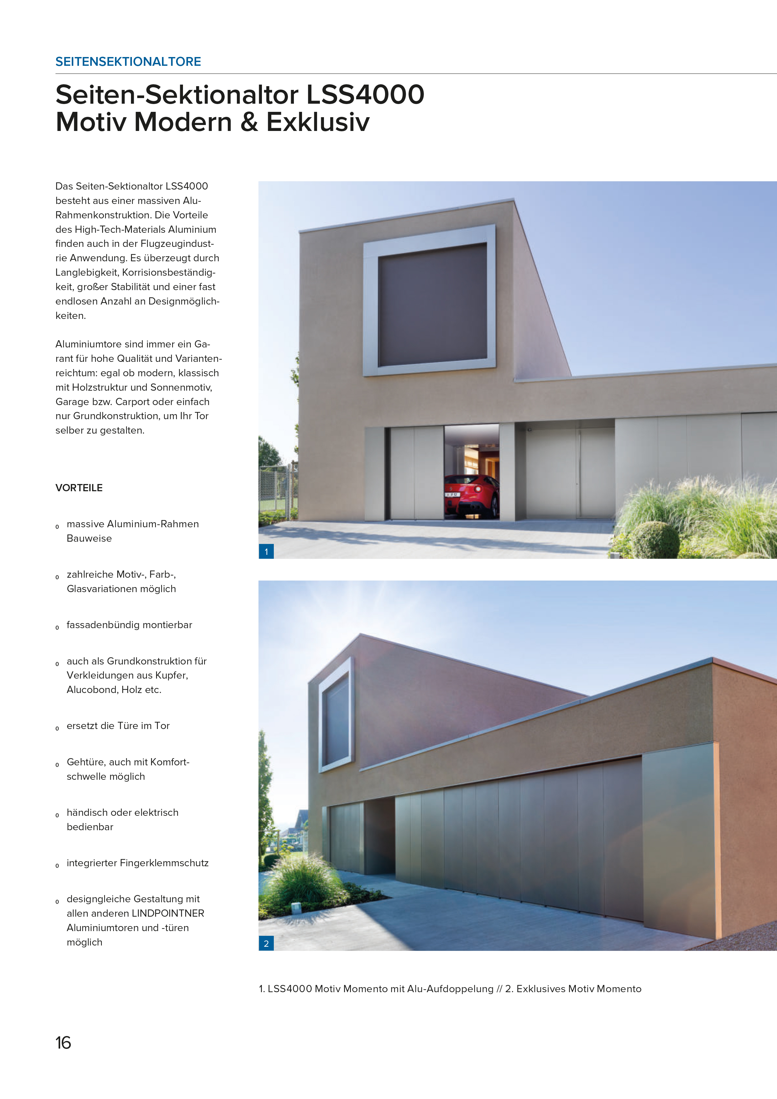 Lindpointner Prospekt Decken-Sektionaltore Blätterkatalog Seite 16