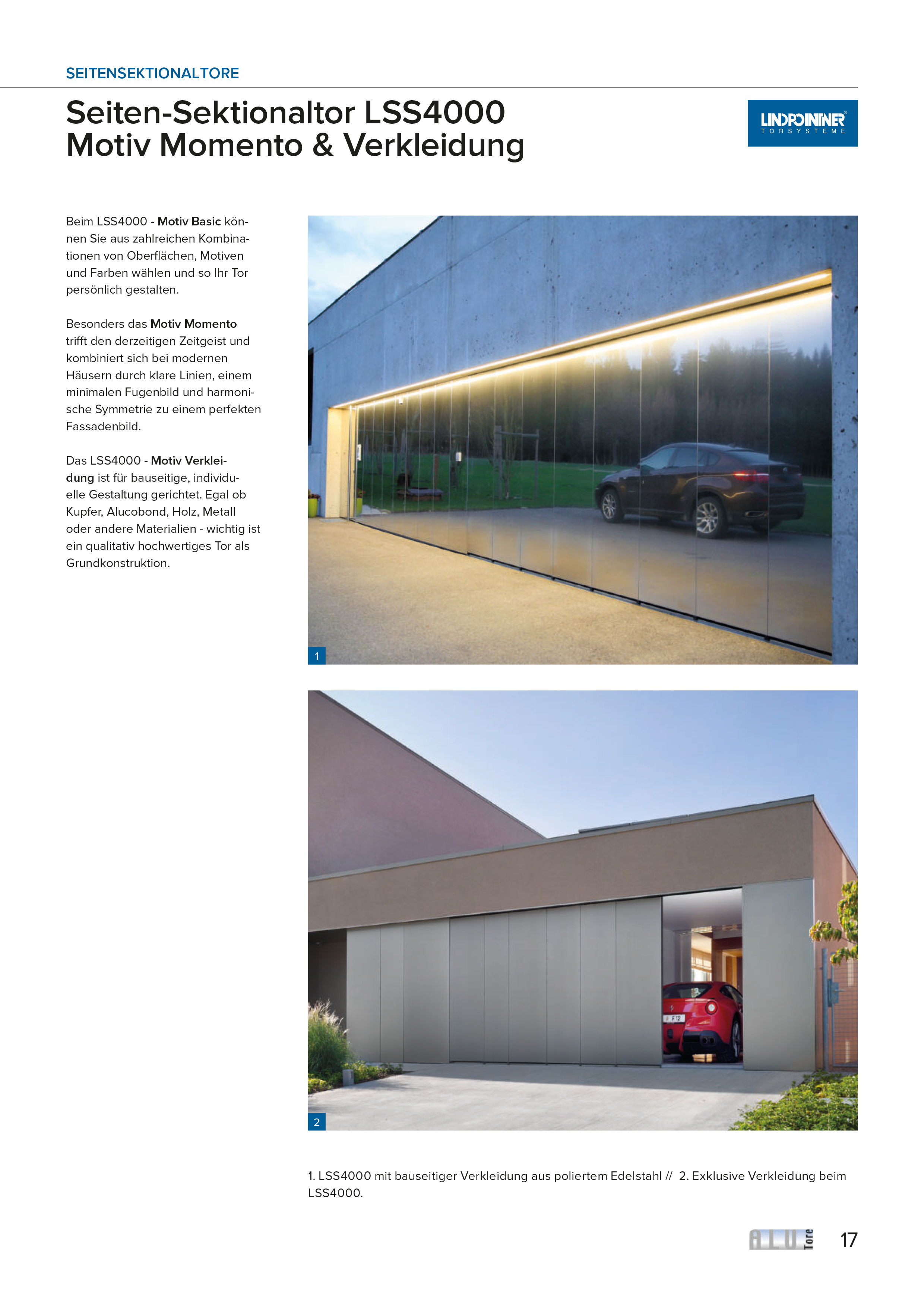 Lindpointner Prospekt Decken-Sektionaltore Blätterkatalog Seite 17