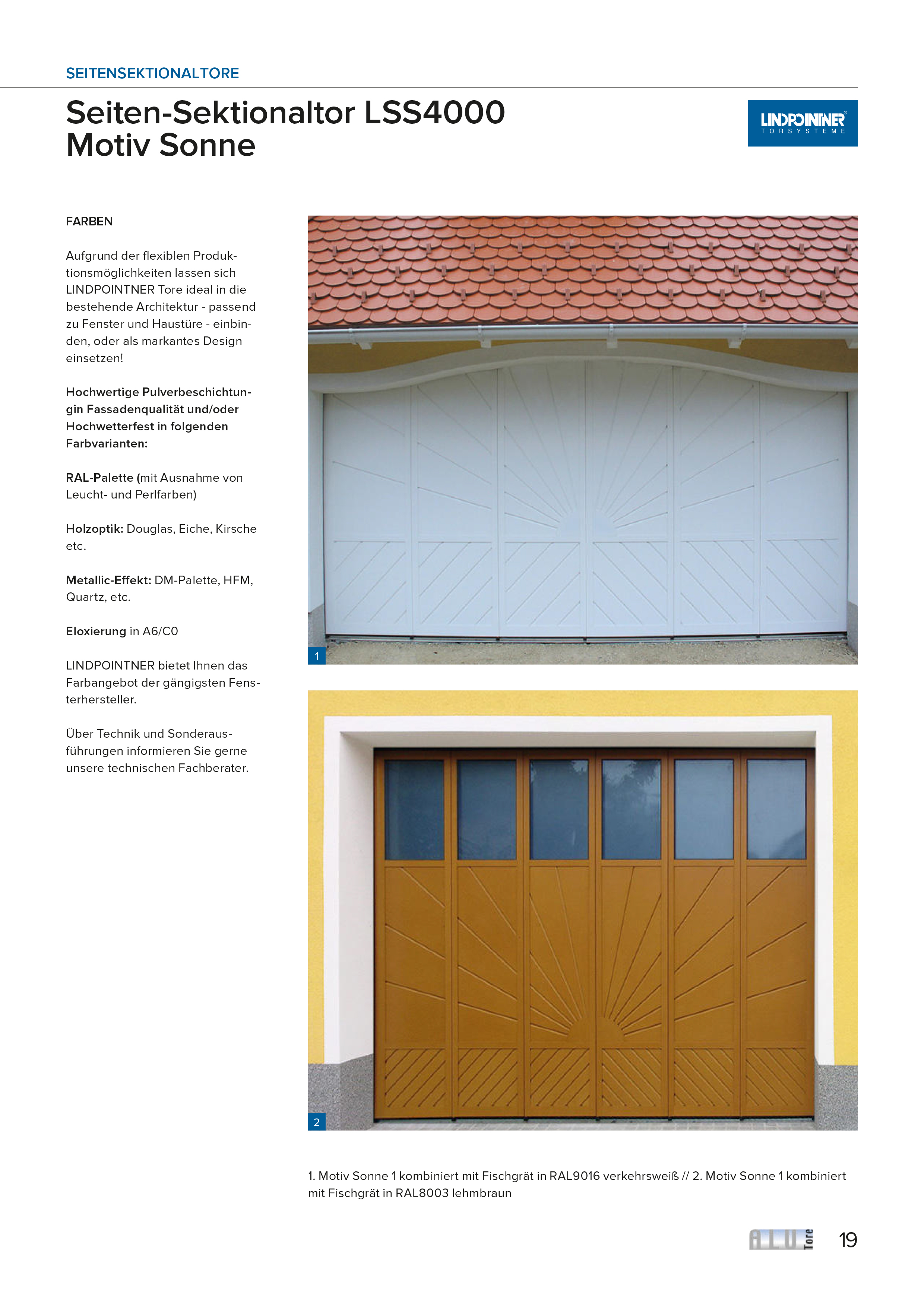 Lindpointner Prospekt Decken-Sektionaltore Blätterkatalog Seite 19