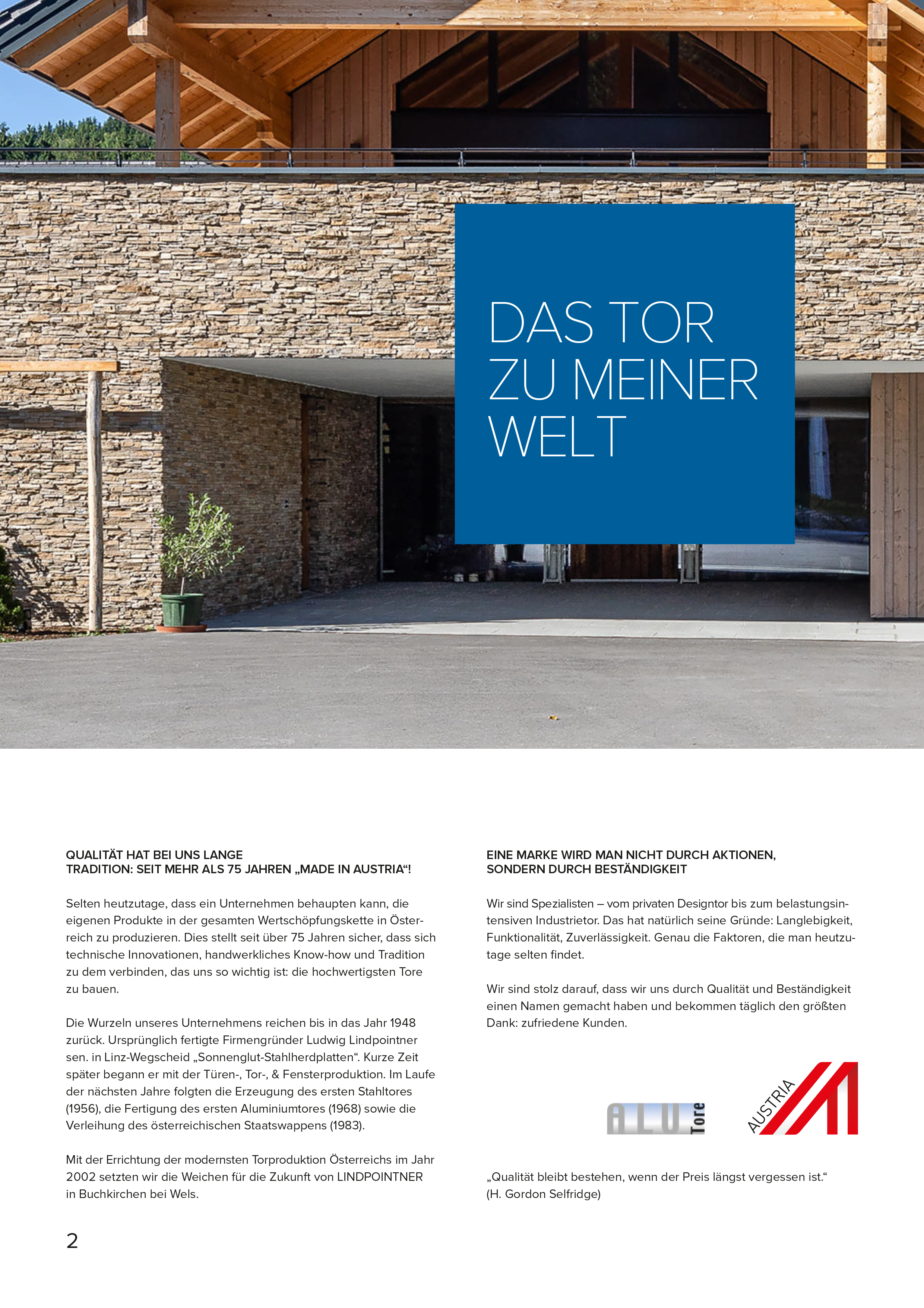 Lindpointner Prospekt Decken-Sektionaltore Blätterkatalog Seite 2