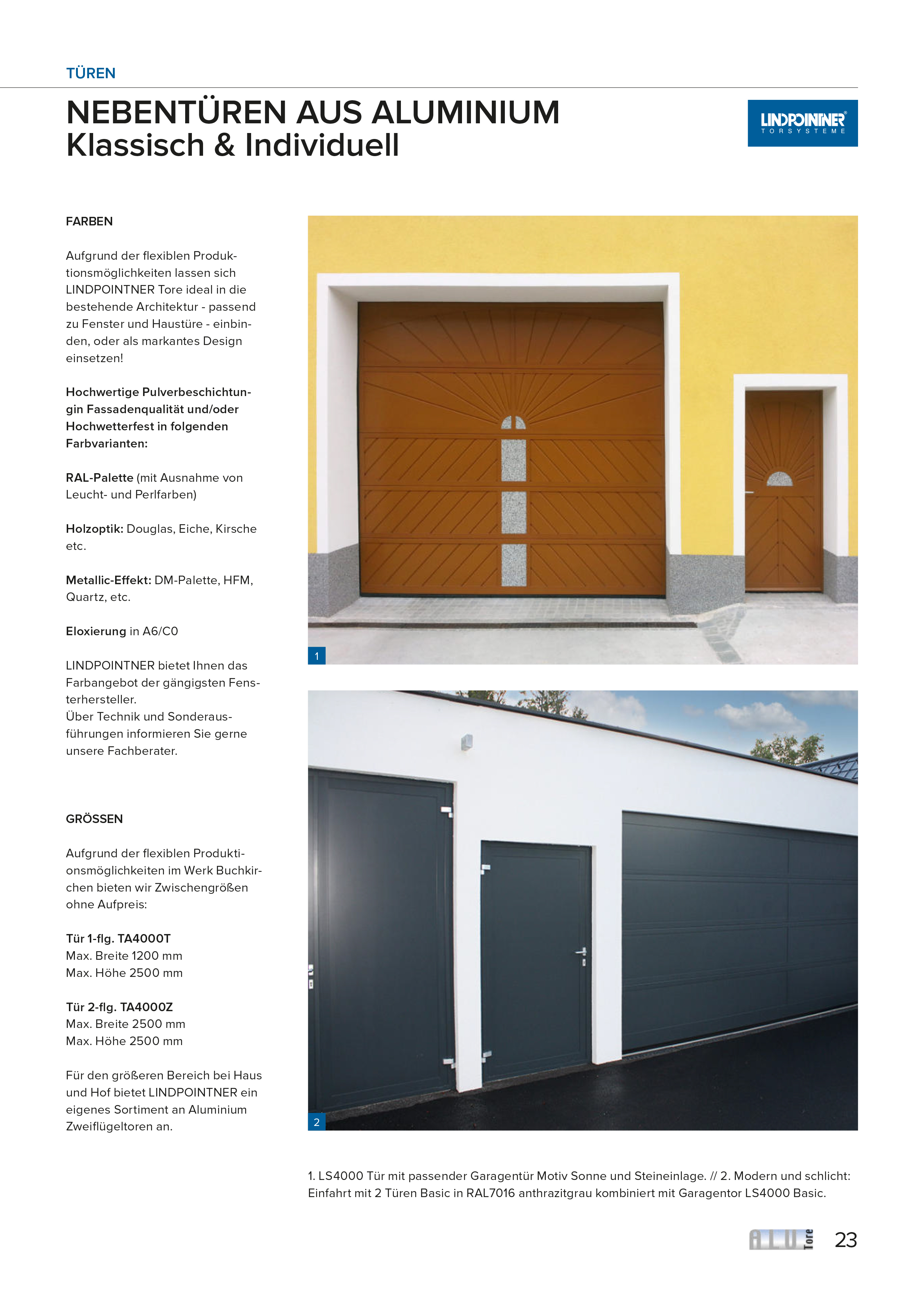 Lindpointner Prospekt Decken-Sektionaltore Blätterkatalog Seite 23