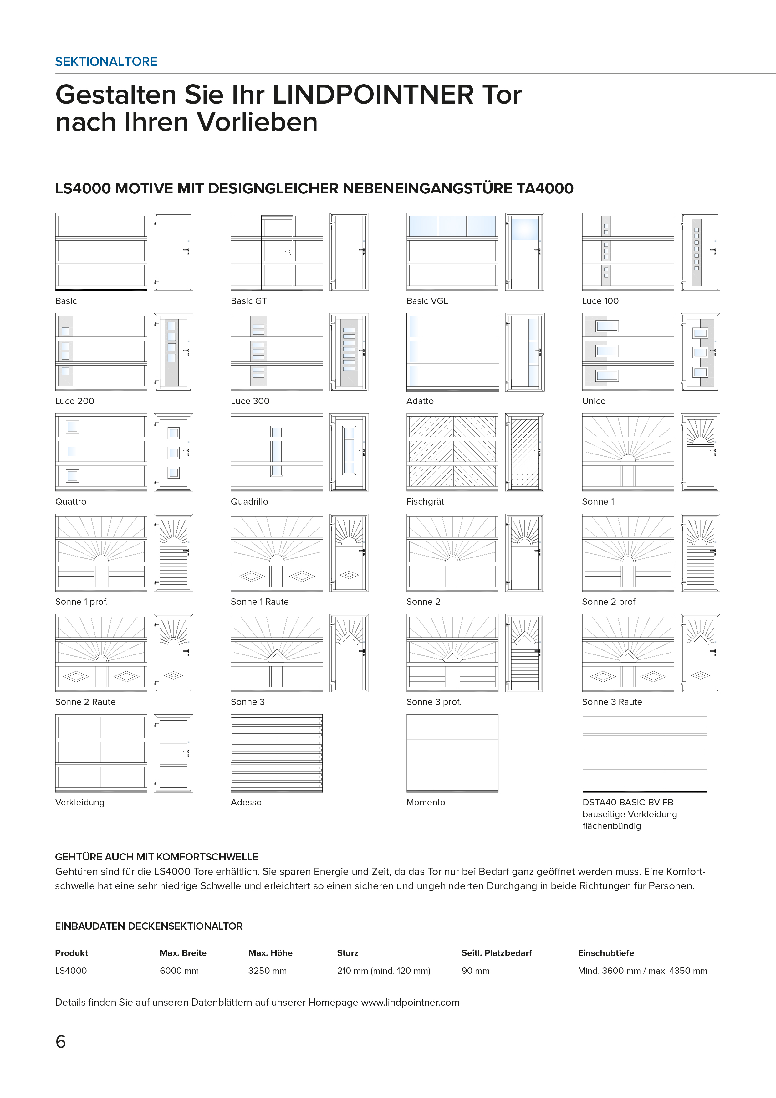 Lindpointner Prospekt Decken-Sektionaltore Blätterkatalog Seite 6