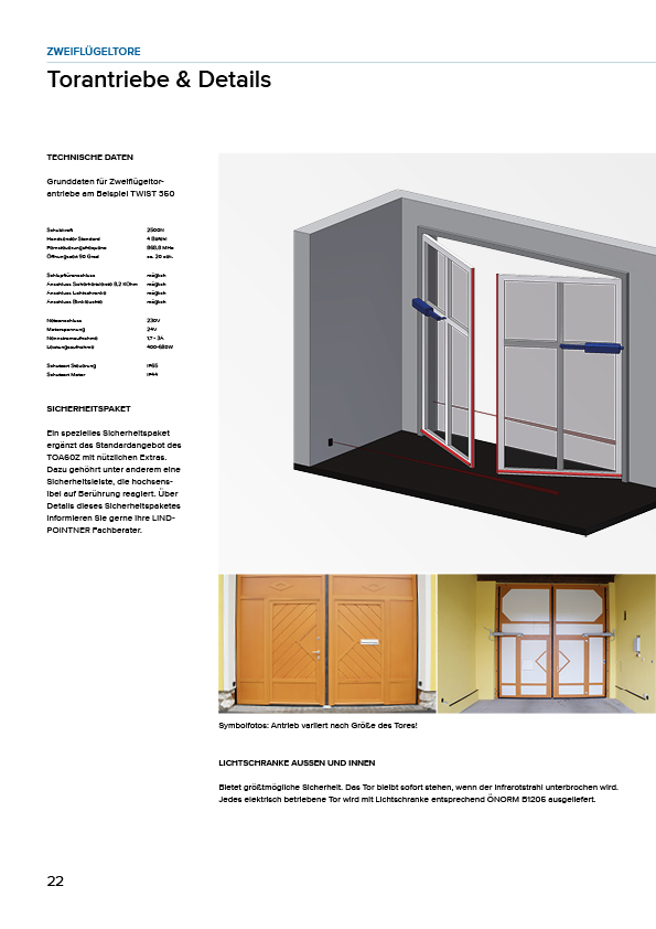 Lindpointner Prospekt Zweiflügeltore Blätterkatalog Seite 22