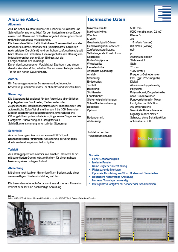 Lindpointner Prospekt Schnelllauftore ProLine und AluLine Blätterkatalog Seite 10