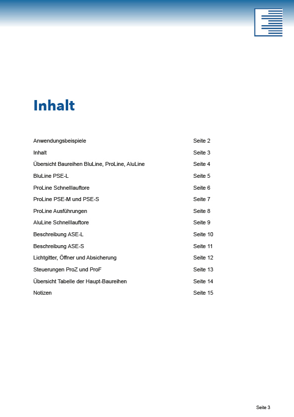 Lindpointner Prospekt Schnelllauftore ProLine und AluLine Blätterkatalog Seite 3