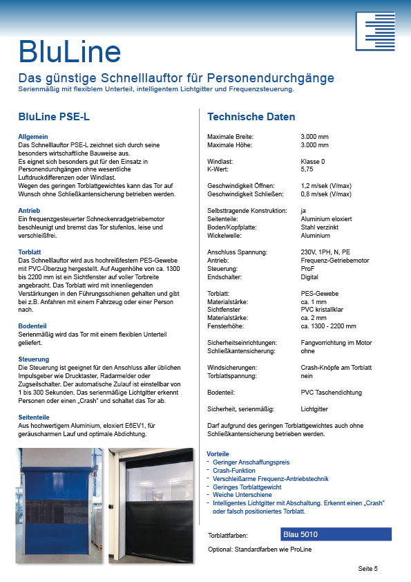 Lindpointner Prospekt Schnelllauftore ProLine und AluLine Blätterkatalog Seite 5