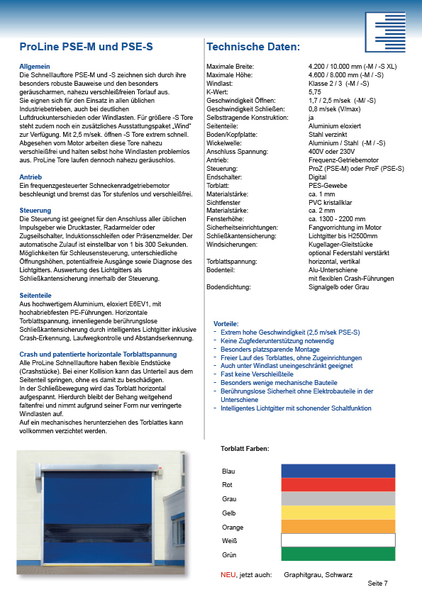 Lindpointner Prospekt Schnelllauftore ProLine und AluLine Blätterkatalog Seite 7