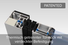 Thermisch getrennter Torstock mit verdeckter Befestigung