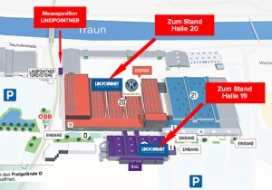 Lagebeschreibung Messestände LINDPOINTNER Torsysteme auf der Energiesparmesse Wels 2022